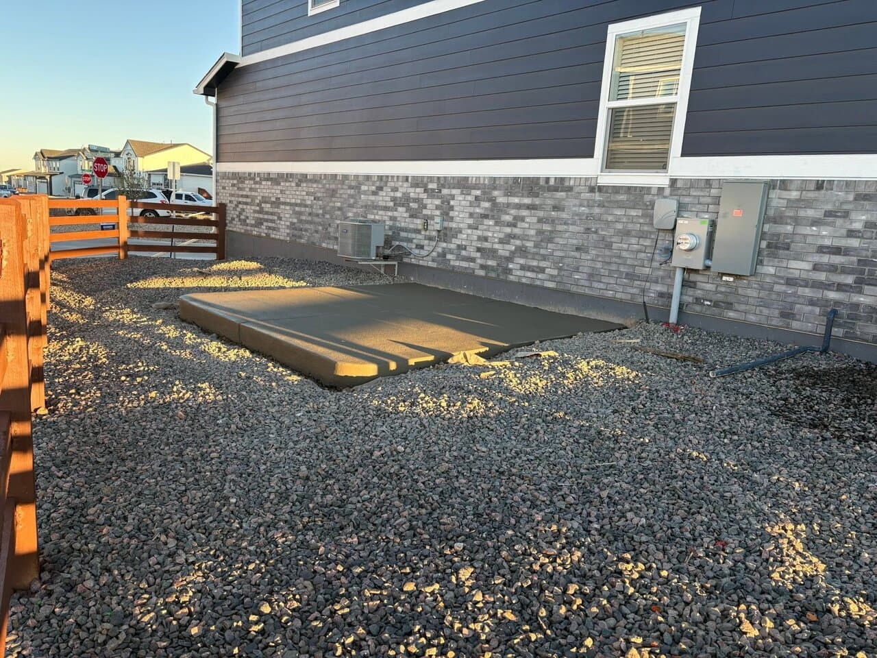 Completed residential driveway and foundation area